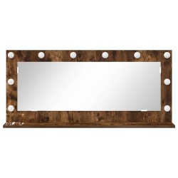 Miroir de maquillage avec lumières LED Chêne fumé 100x45x18 cm 