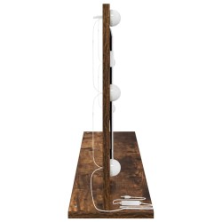 Miroir de maquillage avec lumières LED Chêne fumé 100x45x18 cm 