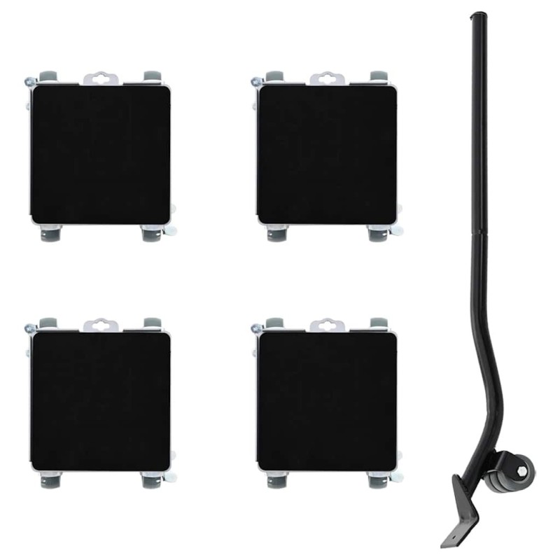Roulettes pour meubles 4 pièces avec élévateur 17,5 x 16 x 7,5 cm Acier 1600 kg 