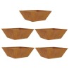 5 jardinières en acier corten, 40x40x15 cm 