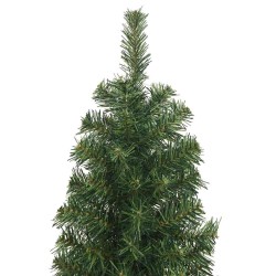 Sapin de Noël artificiel mince avec support vert 210 cm PVC 