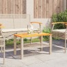 Table de jardin beige 70x38x42 cm résine tressée et bois acacia 