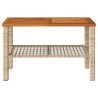 Table de jardin beige 70x38x42 cm résine tressée et bois acacia 