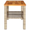 Table de jardin beige 70x38x42 cm résine tressée et bois acacia 