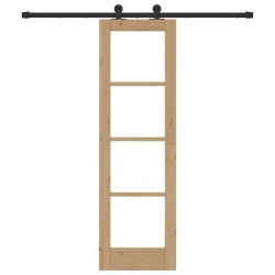 Porte Coulissante avec Ensemble de Quincaillerie 'ORKDAL'en Bois Massif et Verre 