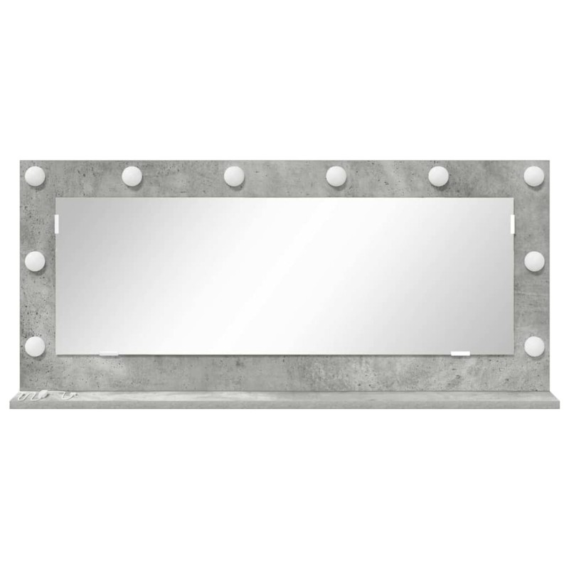 Miroir de maquillage avec lumières LED Gris béton 100x45x18 cm 