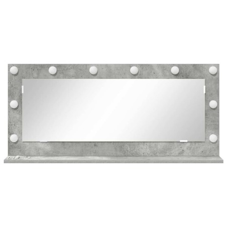 Miroir de maquillage avec lumières LED Gris béton 100x45x18 cm 