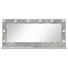 Miroir de maquillage avec lumières LED Gris béton 100x45x18 cm 