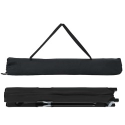 Chaise longue pliable de avec sac de transport, noire, en tissu oxford 600D. 