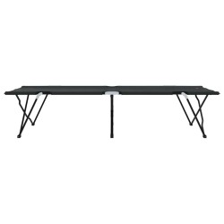 Chaise longue pliable de avec sac de transport, noire, en tissu oxford 600D. 