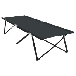 Chaise longue pliable de avec sac de transport, noire, en tissu oxford 600D. 