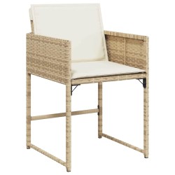 Ensemble de jardin de 5 pièces avec coussins beige en rotin synthétique. 