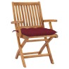 Chaises de jardin lot de 2 coussins rouge bordeaux Teck massif 
