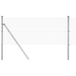 Clôture en fil soudé avec 13 poteaux 0.6x50 m en acier galvanisé 