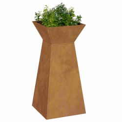 Jardinière en Acier Corten avec Bol de 35x35x73 cm 