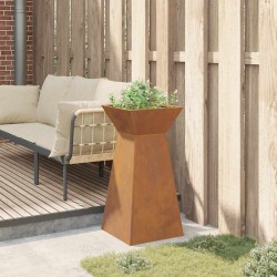 Jardinière en Acier Corten avec Bol de 35x35x73 cm 