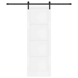 Porte Coulissante avec Ensemble de Quincaillerie Blanche 78x232 cm en Bois de Pin Massif 
