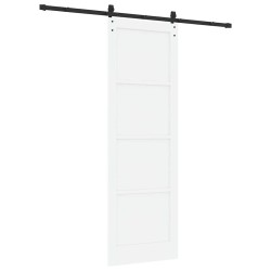 Porte Coulissante avec Ensemble de Quincaillerie Blanche 78x232 cm en Bois de Pin Massif 
