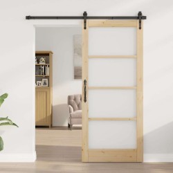 Porte coulissante avec quincaillerie 86x211 cm Bois massif en pin 