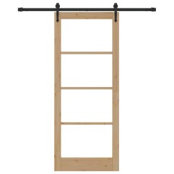Porte coulissante avec quincaillerie 86x211 cm Bois massif en pin 
