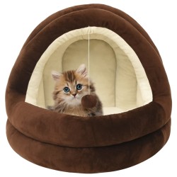 Lit pour chat 50x50x45 cm Marron et crème 