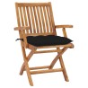 Chaises de jardin lot de 2 et coussins noir Bois de teck massif 