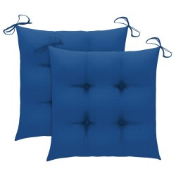 Chaises de jardin lot de 2 et coussins bleu Bois de teck massif 