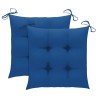 Chaises de jardin lot de 2 et coussins bleu Bois de teck massif 