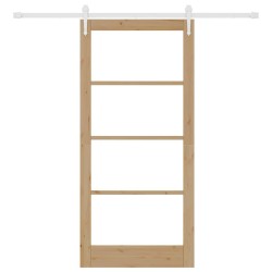 Porte Coulissante avec Kit Quincaillerie 93x202 cm Bois Massif Pin 