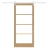 Porte Coulissante avec Kit Quincaillerie 93x202 cm Bois Massif Pin 