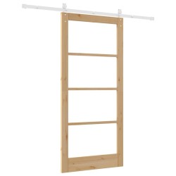Porte Coulissante avec Kit Quincaillerie 93x202 cm Bois Massif Pin 