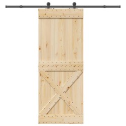 Porte coulissante et kit de quincaillerie 90x210 cm pin massif 