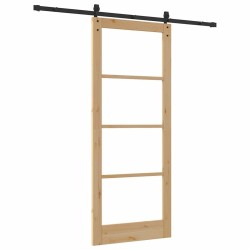 Porte coulissante avec kit de quincaillerie 'ORKDAL'en bois massif et verre 