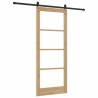 Porte coulissante avec kit de quincaillerie 'ORKDAL'en bois massif et verre 