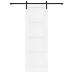 Porte coulissante avec quincaillerie blanche 78x232 cm en bois massif de pin 