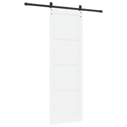Porte coulissante avec quincaillerie blanche 78x232 cm en bois massif de pin 