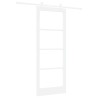 Porte coulissante avec quincaillerie 'ORKDAL'Blanc en bois massif et verre 