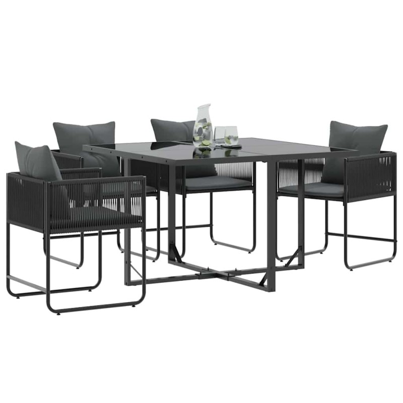 Chaises de Jardin avec Coussins 4 pcs Noir Rattan Poly 