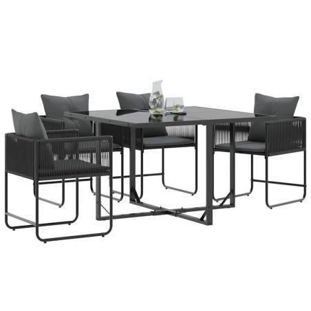 Chaises de Jardin avec Coussins 4 pcs Noir Rattan Poly 