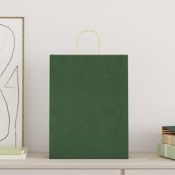 Sacs en papier 250 pcs avec poignées vert 32x12x42 cm 