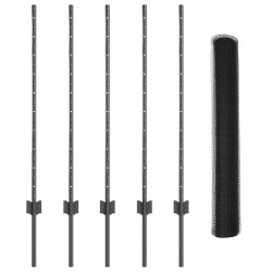 Poteaux de clôture 10 pcs U-Channel Gris 100 cm Acier 