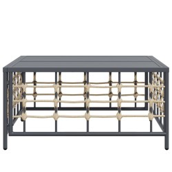 Table de jardin anthracite 70x70x34 cm résine tressée 