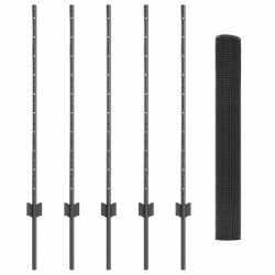 Set de Clôture de Jardin 2 pièces Gris Métal recouvert de plastique 