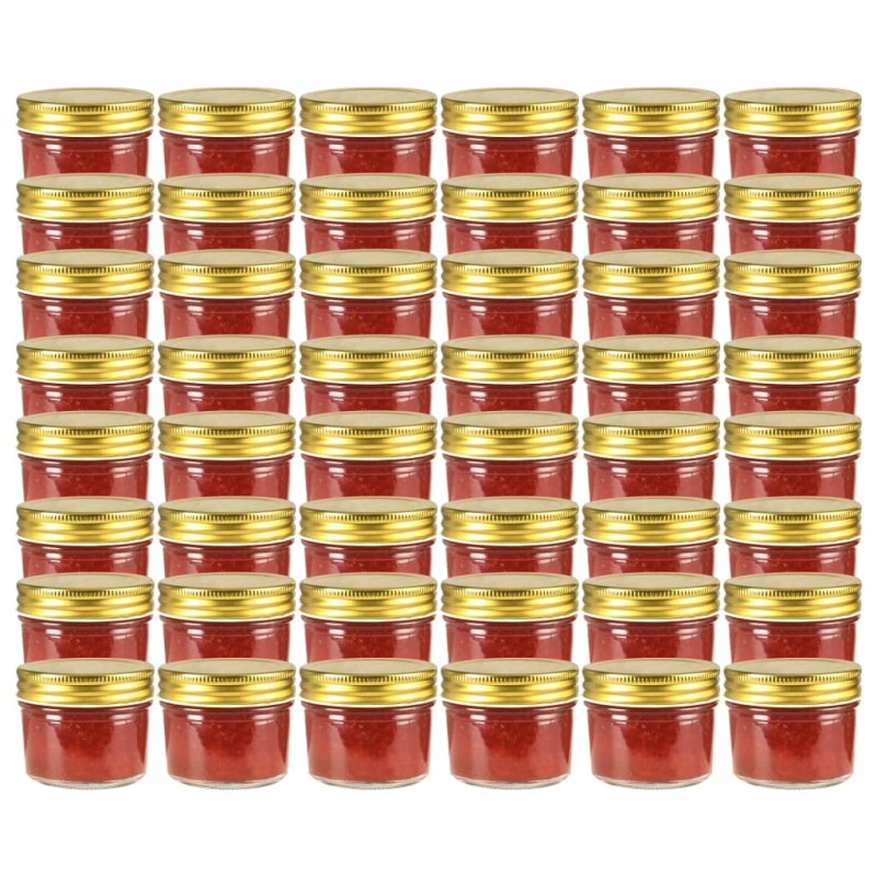 48 pcs Pots à confiture avec couvercle doré Verre 110 ml 48 pcs Pots à confiture avec couvercle doré Verre 110 ml