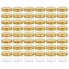 48 pcs Pots à confiture avec couvercle doré Verre 110 ml 