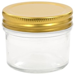 48 pcs Pots à confiture avec couvercle doré Verre 110 ml 