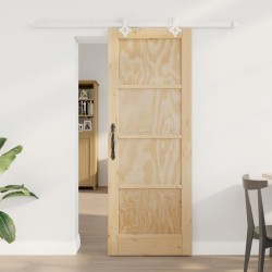 Porte coulissante avec quincaillerie 73,5x198,5 cm en bois massif de pin 