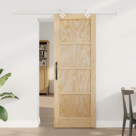 Porte coulissante avec quincaillerie 73,5x198,5 cm en bois massif de pin 