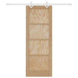 Porte coulissante avec quincaillerie 73,5x198,5 cm en bois massif de pin 