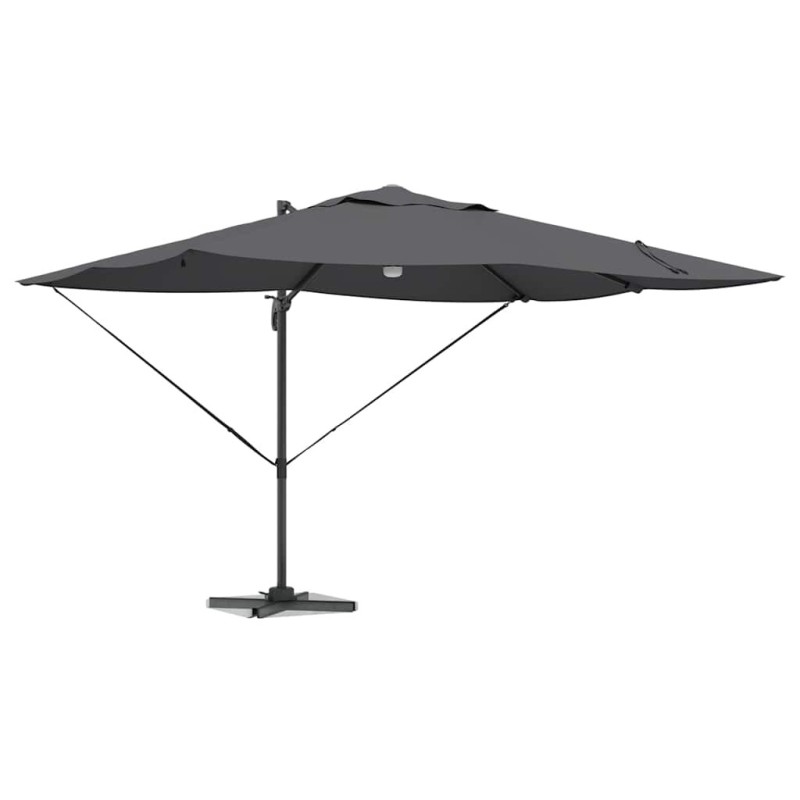 Parasol cantilever Roma avec LEDs en anthracite, 352x251x265 cm en aluminium. 